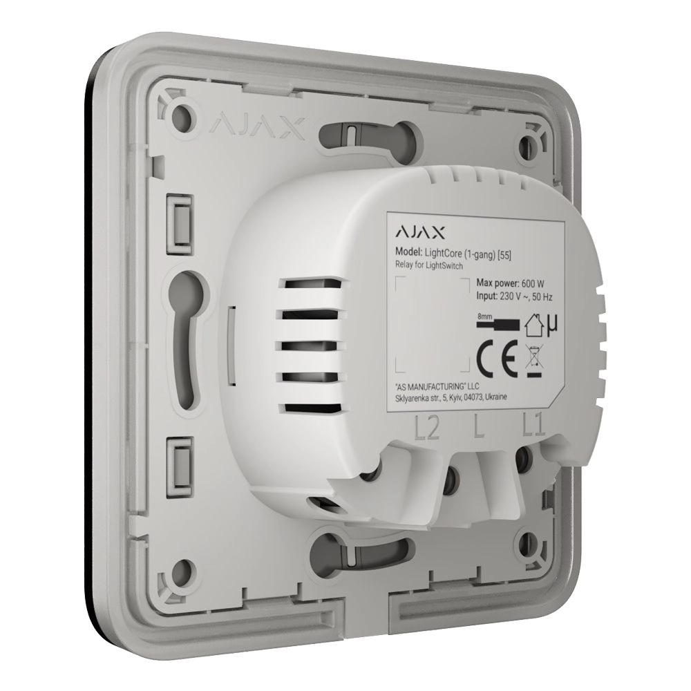 Розумний двоклавішний вимикач Ajax LightSwitch (2-gang) Чорний (Black)